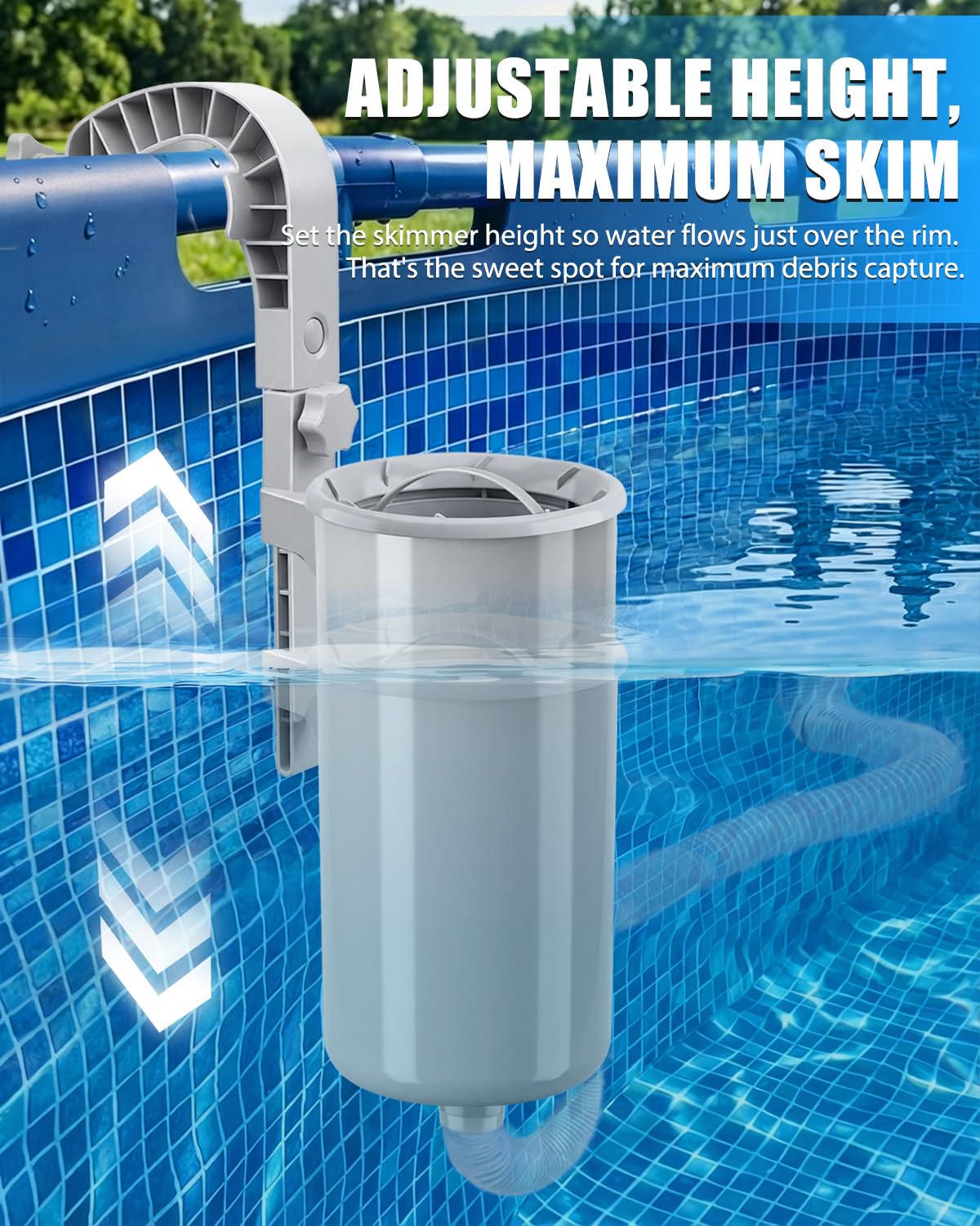 Juecity Pool Skimmer universal adapters illustrate broad compatibility.