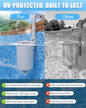 Juecity Pool Skimmer water flow demo highlights debris capture.