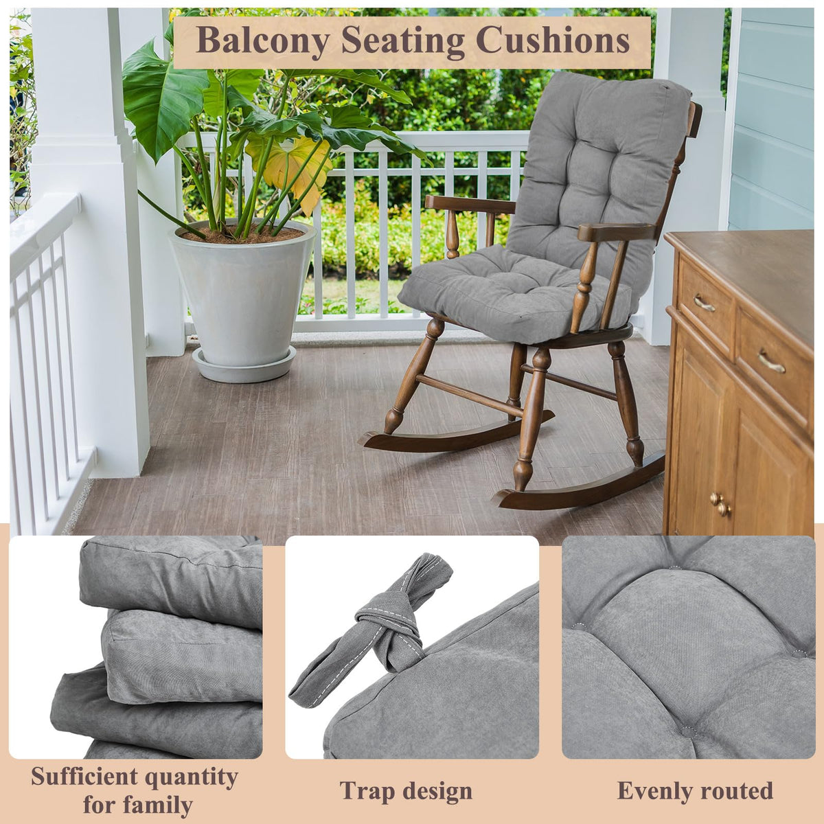 Juexica chair cushions with ties secure seating on dining and office chairs.