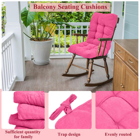 Juexica cushions with ties shown attached for secure, shift-free seating on patio chairs.