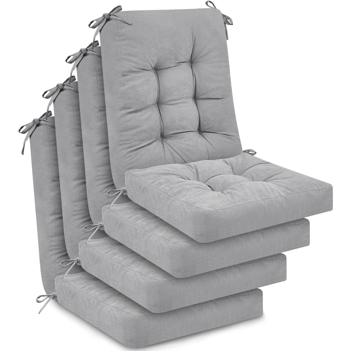 Juexica four-set gray seat cushions for outdoor chairs, ready to refresh patio seating.