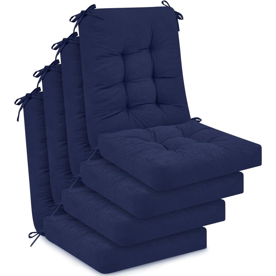 Juexica navy patio chair cushions set front view for comfortable outdoor seating.