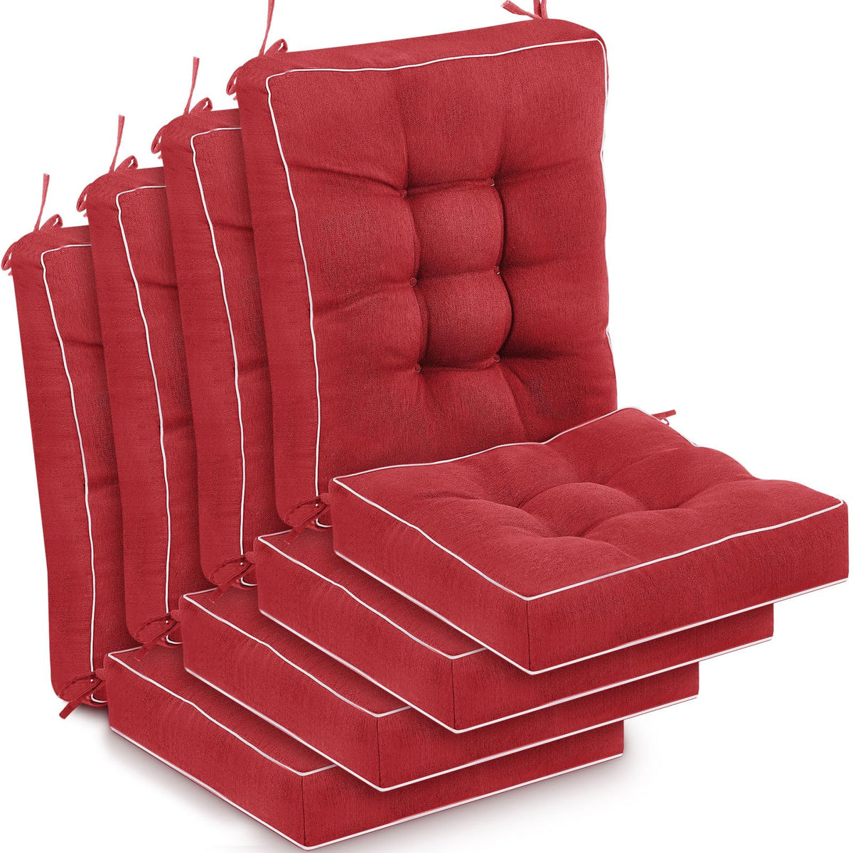 Juexica outdoor seat cushions provide soft support for four chairs