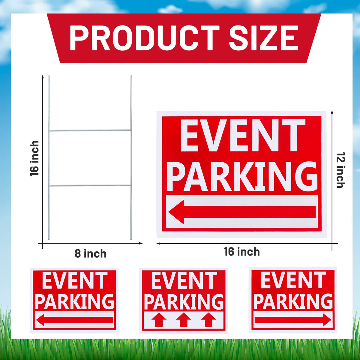 Juexica left-arrow parking sign guiding guests outdoors