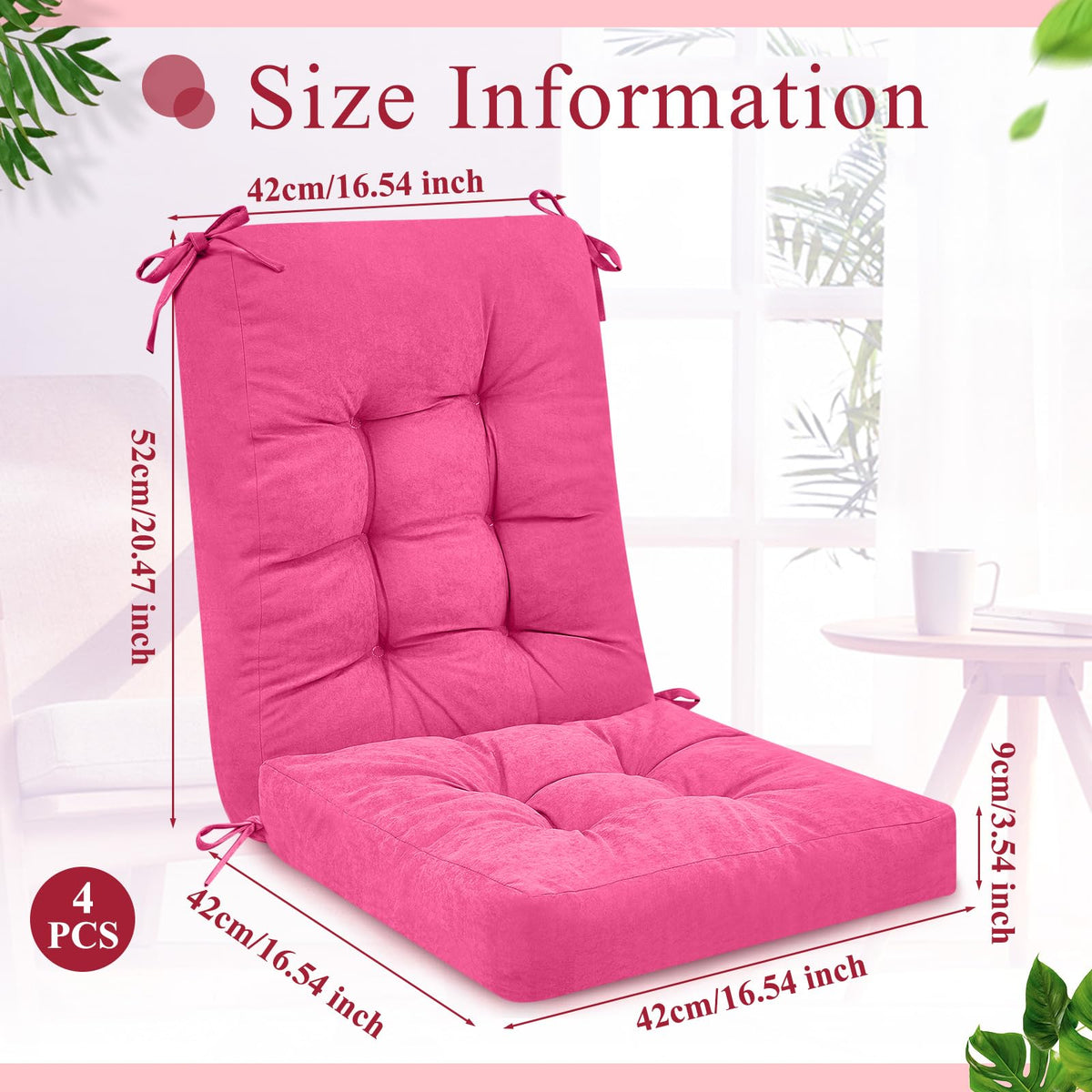 Juexica pink back cushion with 20x20, plush fiber fill for relaxed lounging.