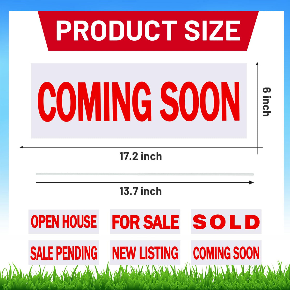 Juexica real estate rider sign back view with stake attached for sturdy display.
