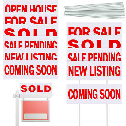 Juexica real estate rider sign front view, white and red, high visibility for listings.