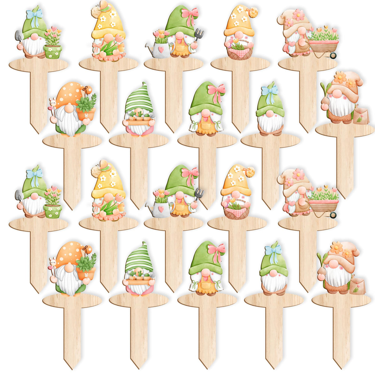 JuGeoZhi garden markers with gnome designs for flowers label beds clearly.