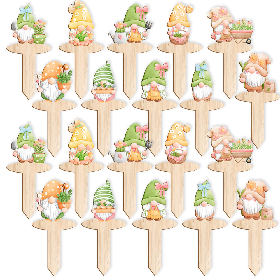 JuGeoZhi garden markers with gnome designs for flowers label beds clearly.
