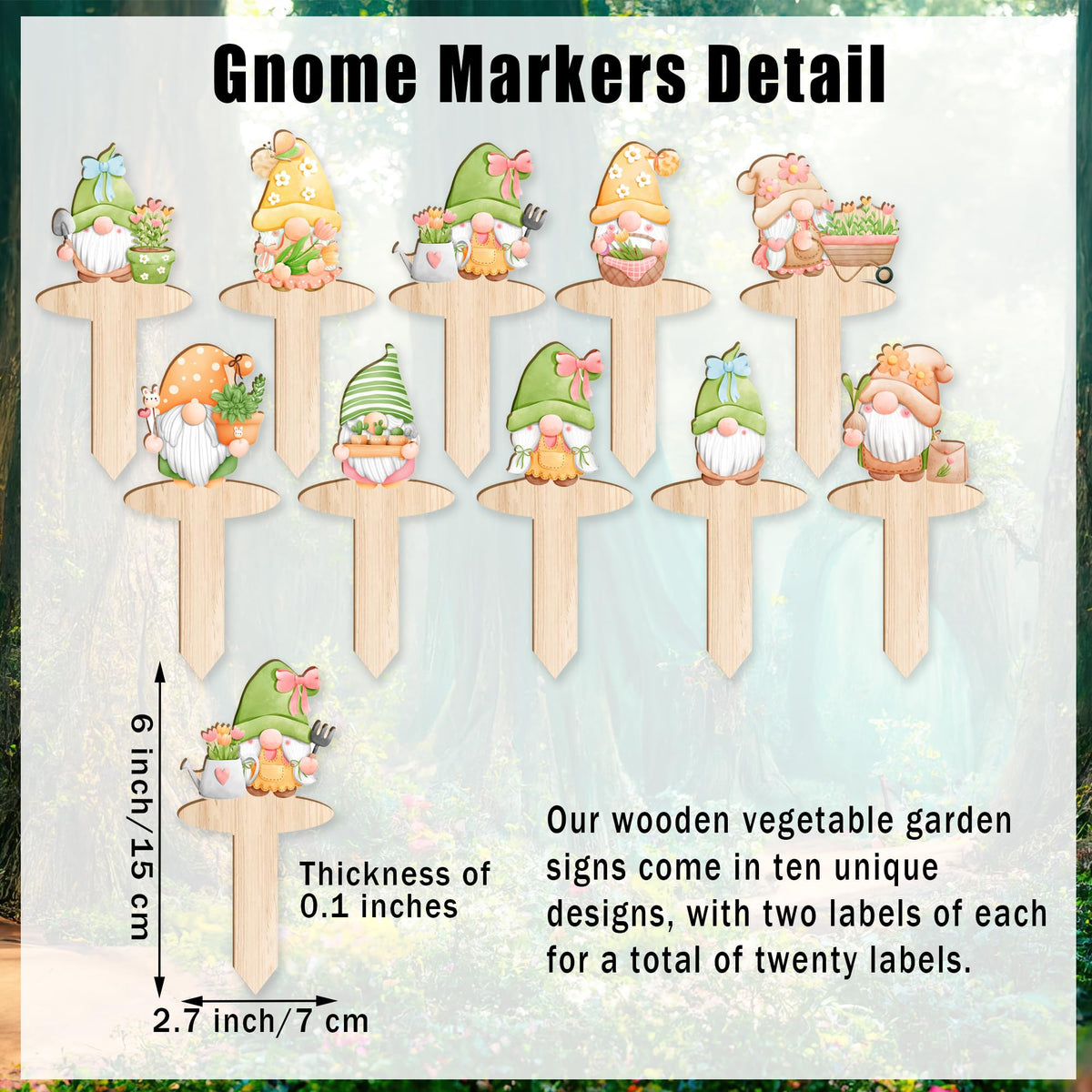 JuGeoZhi garden markers gnome designs for vegetables keep patches organized.
