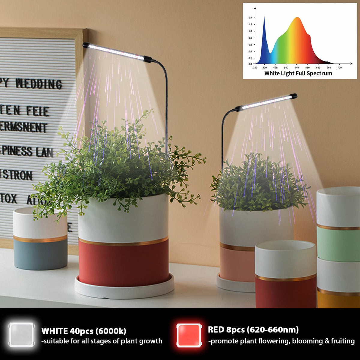 Juhefa Grow Light with 360° gooseneck for adjustable lighting