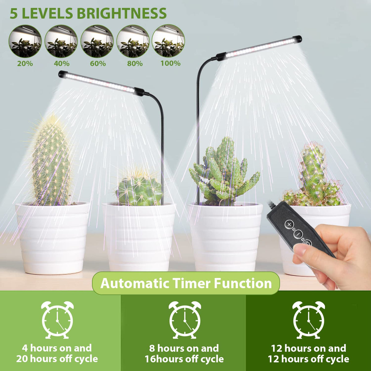 Juhefa Grow Light installed over indoor plants in soil or hydroponics
