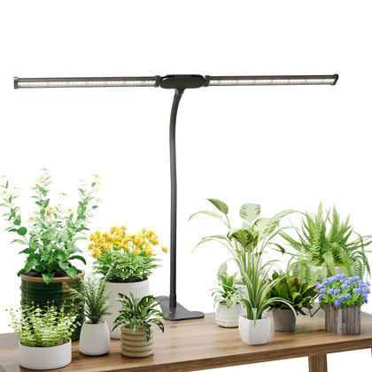 Juhefa LED Grow Light clip-on assembly for compact desktop plant setup enhancing growth.