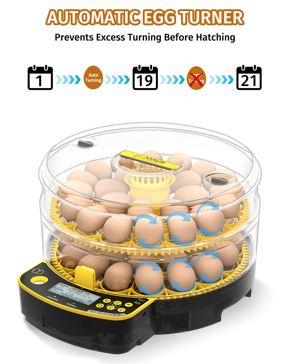 JUJOJB 48-egg incubator double-layer interior maximizing capacity