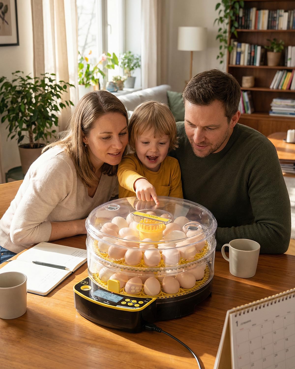 JUJOJB 48-egg incubator hatch-ready brooder setup after hatch