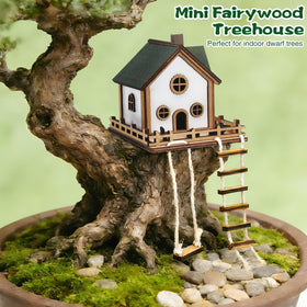 JULEASEL Fairywood Mini Treehouse wood grain detail complements natural displays.