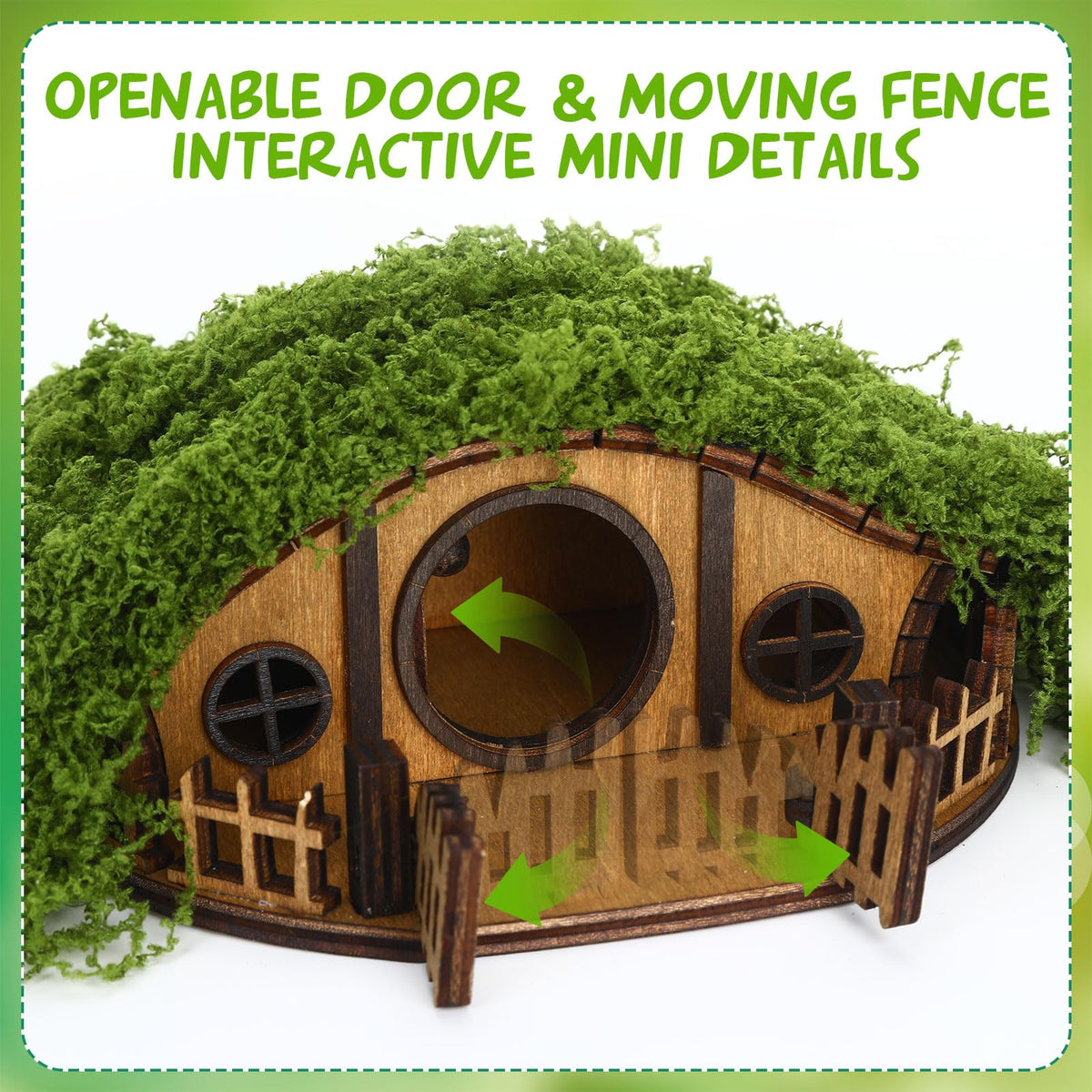 JULEASEL Mosswood Mini Treehouse warm wood tones add rustic appeal to greenery