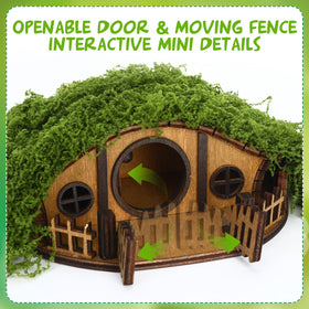JULEASEL Mosswood Mini Treehouse warm wood tones add rustic appeal to greenery