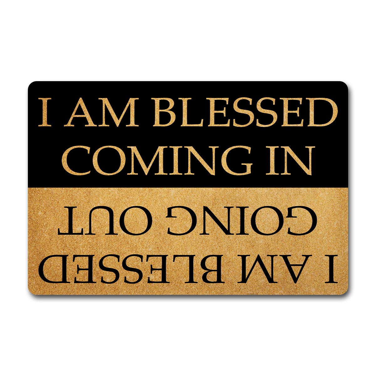 Julia doormat at the front door with blessed design, welcomes guests.