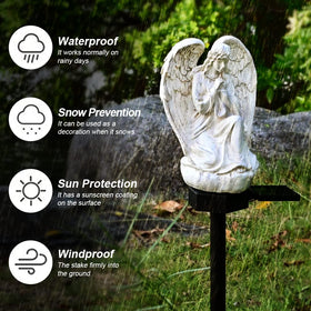 Juliahestia angel yard statue with stake ready for ground placement