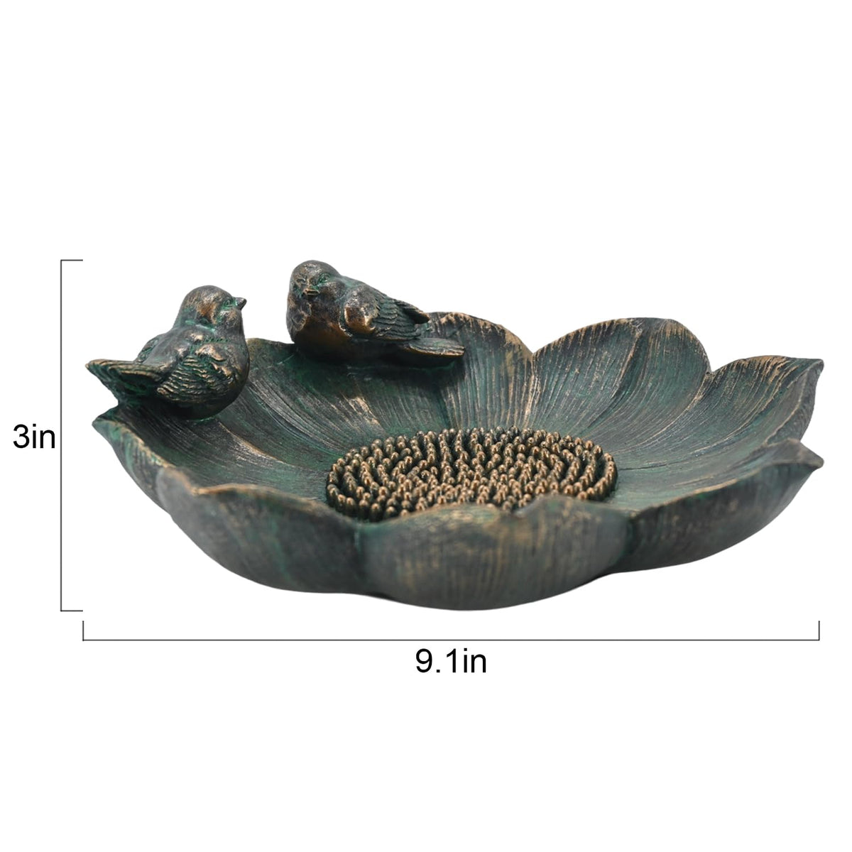 Juliahestia bronze bird bath decor suitable as a gift for gardeners.