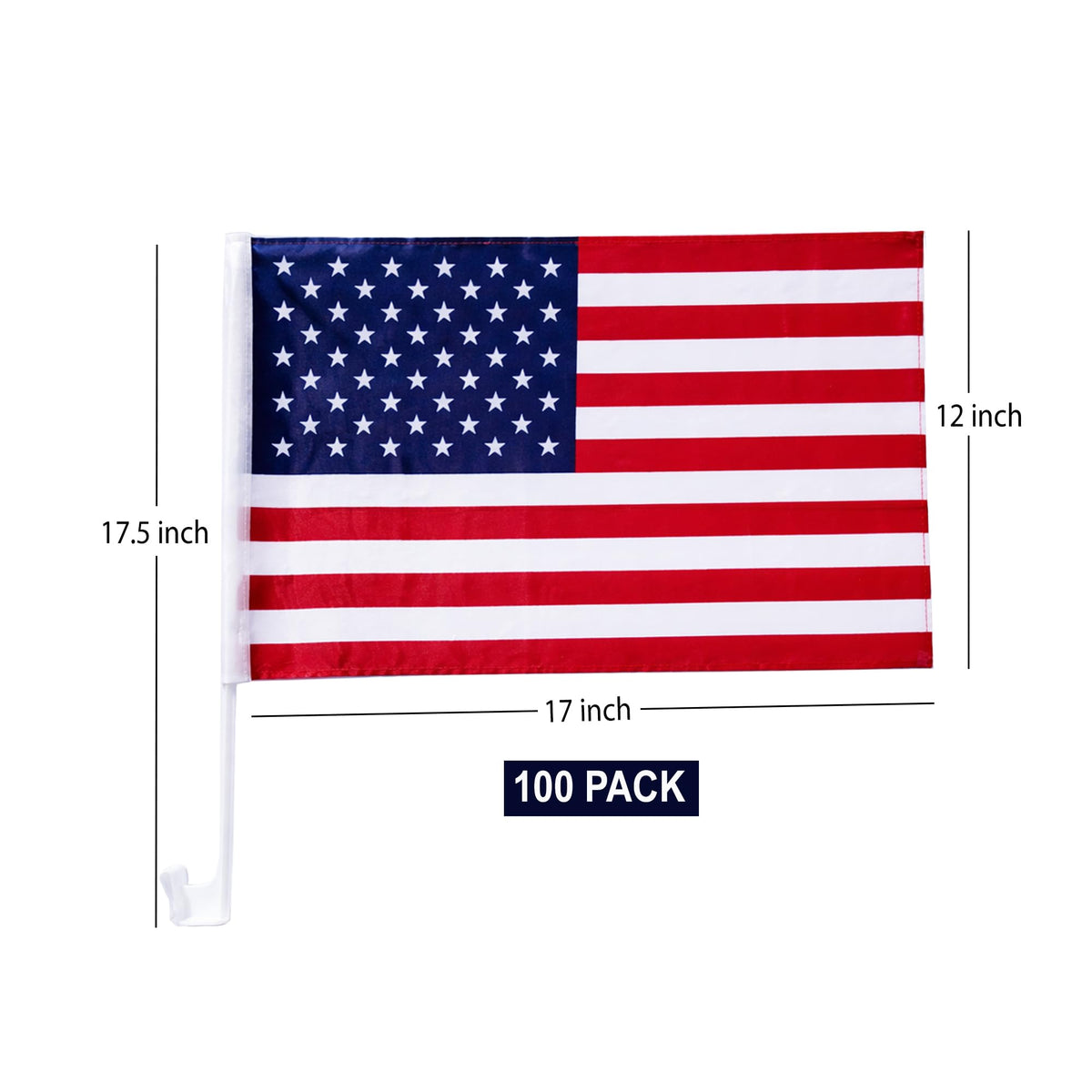 Julysgift patriotic flag with window clip for car shows and auto promotions.