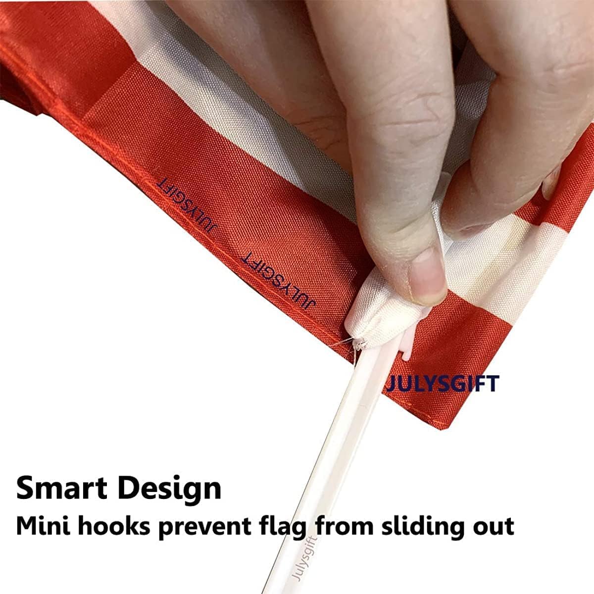 Julysgift polyester flag with window clip withstands daily outdoor use.