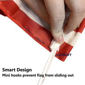 Julysgift polyester flag with window clip withstands daily outdoor use.