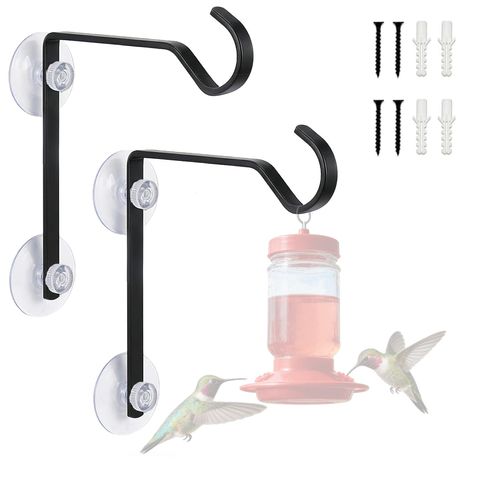 Julyxi 2-pack window feeder hooks offering sturdy, easy installation for hanging feeders on glass surfaces.