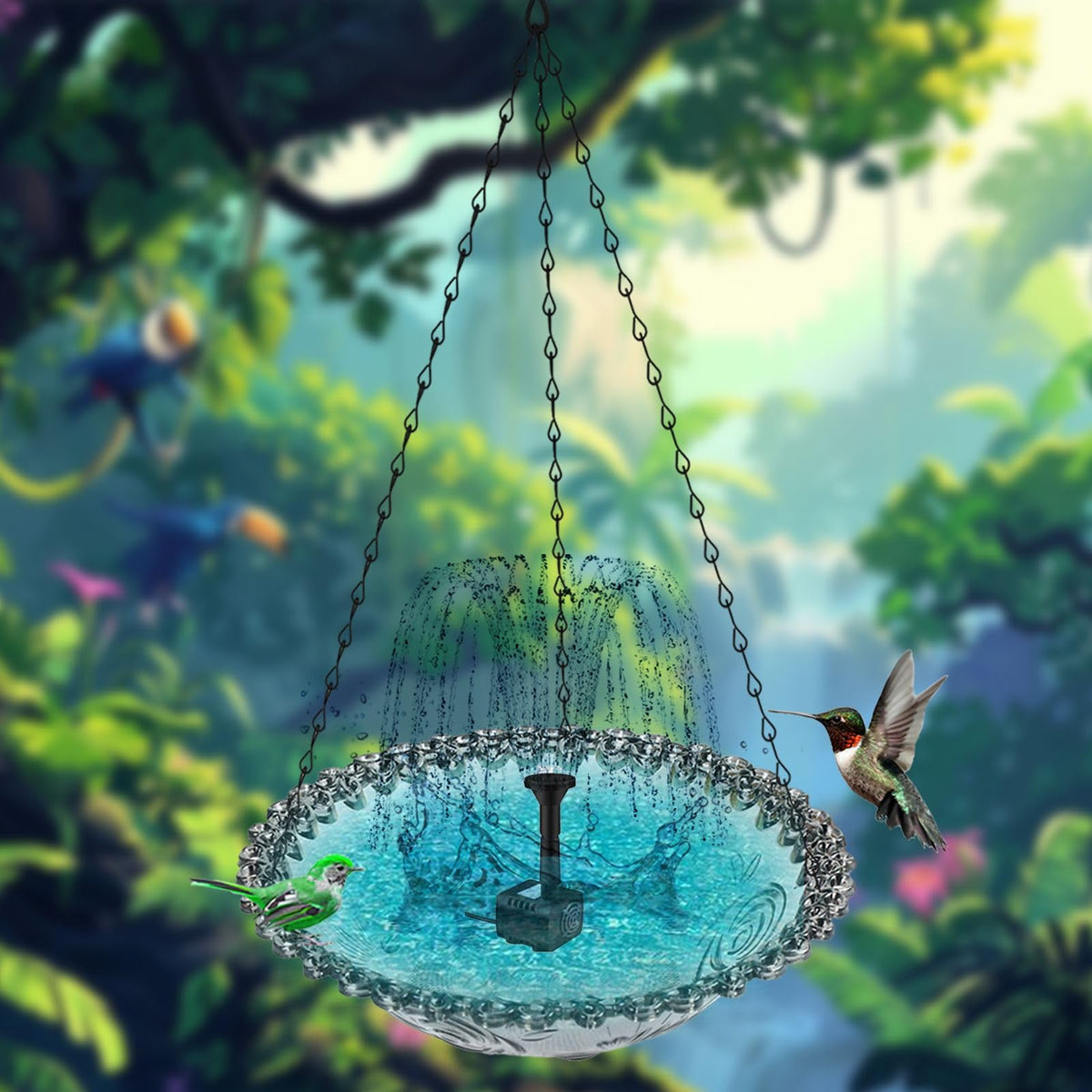 Julyxi birds enjoying the nature blue color enhances garden ambience