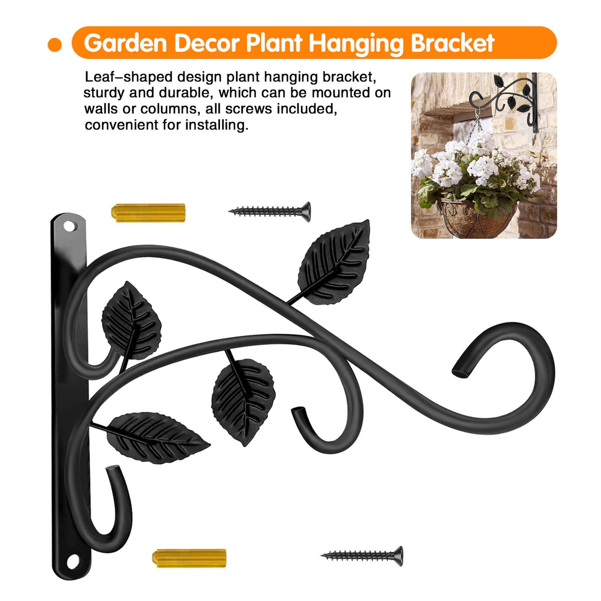 JUNBEI rust-resistant plant hanger supports up to 30 lbs with durable iron.