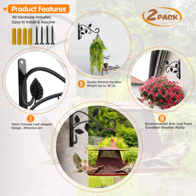 JUNBEI wall-mount hanging plant hook provides sturdy outdoor support.