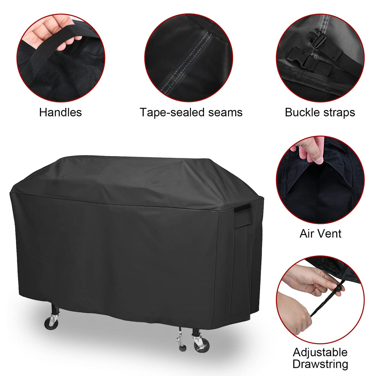 Jungda grill cover features water-resistant fabric protecting against rain and moisture