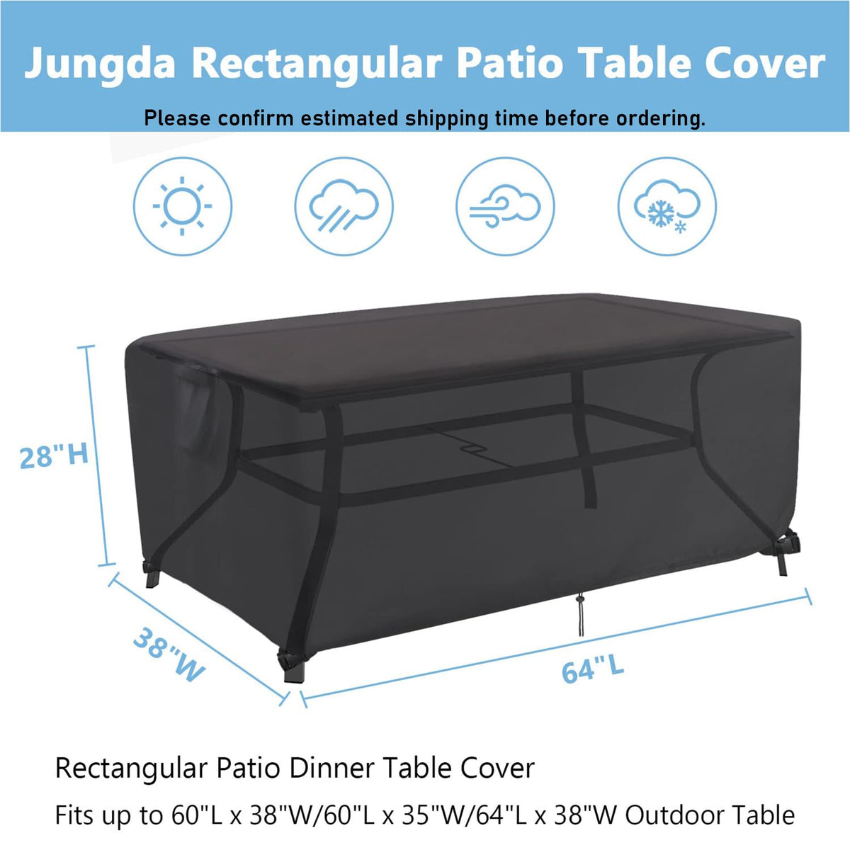 Jungda waterproof fabric close-up demonstrating all-season protection for patio furniture.