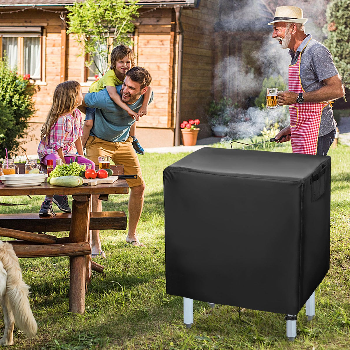 Jungda Outdoor Prep Table Cover cleans easily after spills, protecting your grill area.