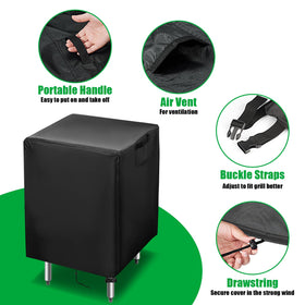 Jungda Outdoor Prep Table Cover ventilation handles reduce moisture buildup inside.