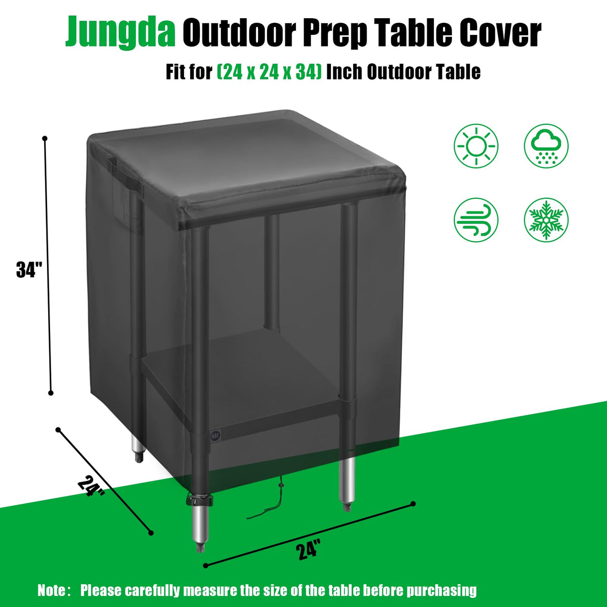 Jungda Outdoor Prep Table Cover waterproof layer protects the surface.