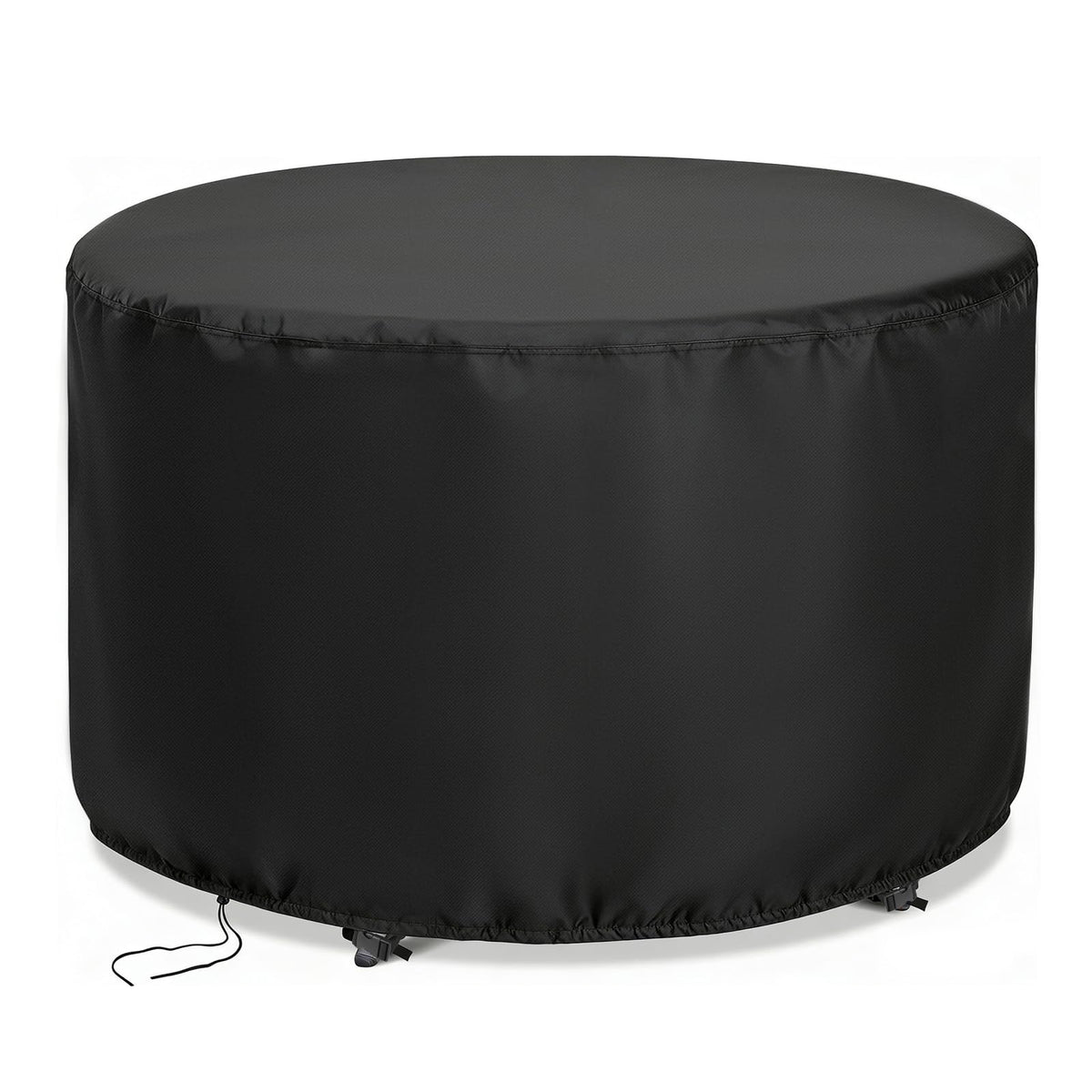 Jungda round patio bar height table cover protects a 90-inch table from rain and sun.
