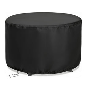Jungda round patio bar height table cover protects a 90-inch table from rain and sun.