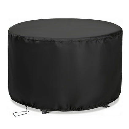 Jungda round patio bar height table cover protects a 90-inch table from rain and sun.