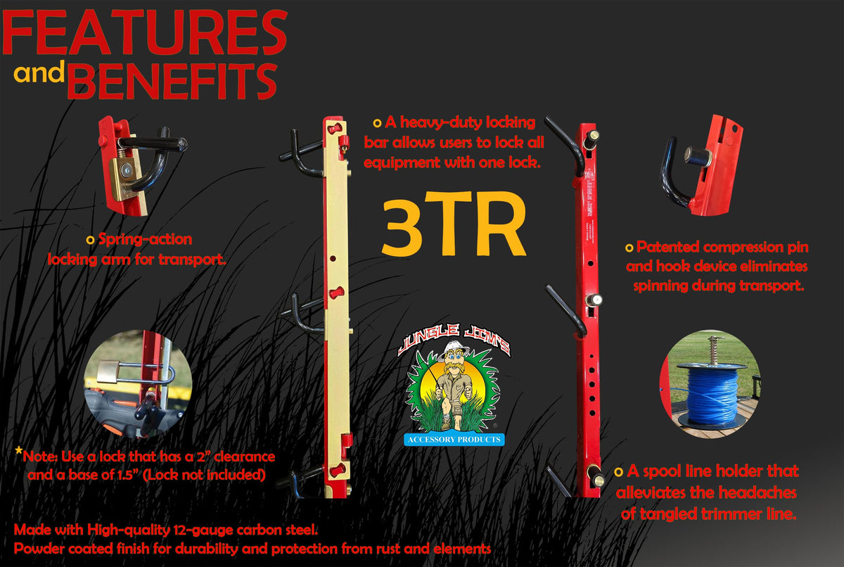 Jungle Jim's 3TR rack built tough for demanding landscaping work.
