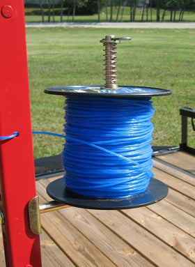 Jungle Jim's 3TR rack holds three trimmers securely with locking bar.
