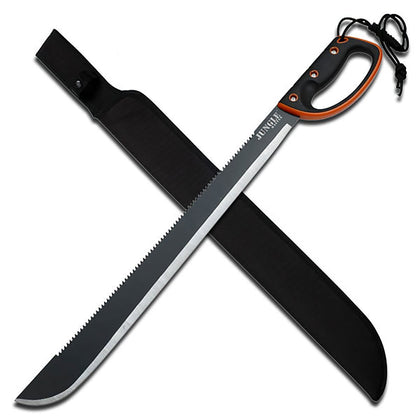 Jungle Master JM-024L machete blade with reverse serrations for efficient pruning and sawing.