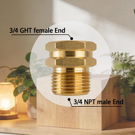 JUNHOME brass garden hose adapter in use, showing sturdy construction and leak-free connections.