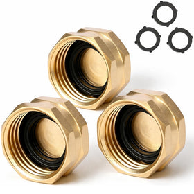 JUNHOME brass garden hose cap with 3/4 GHT female end; prevents leaks and protects fittings.