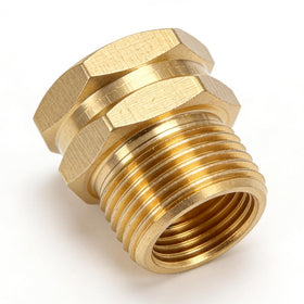 JUNHOME brass hose adapter close-up highlighting extra washers for a seal.