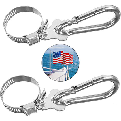 Junhome flagpole ring clip anti-wind for secure mounting on yachts and vehicles.