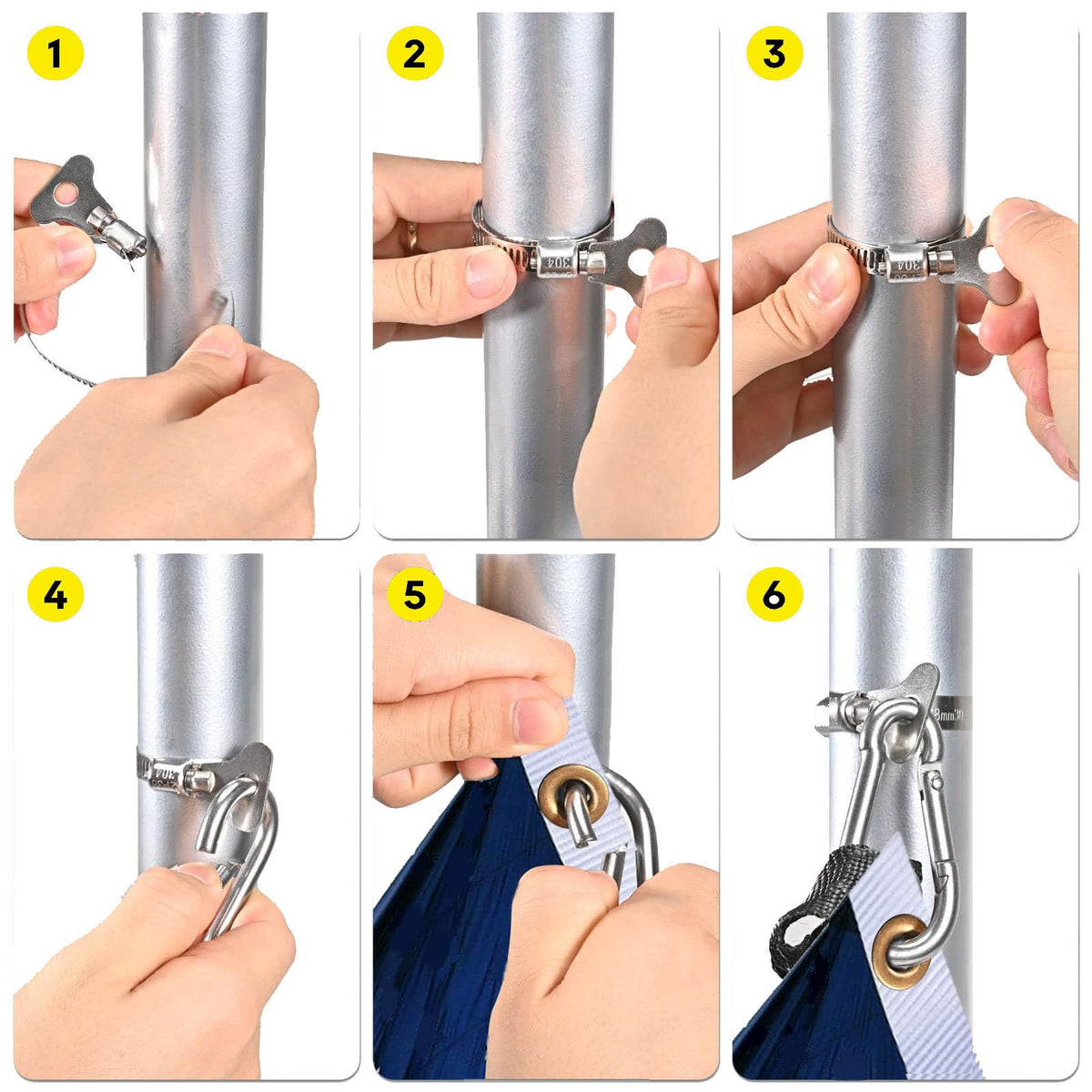 Junhome flagpole ring clip vehicle mount for quick flag swaps.