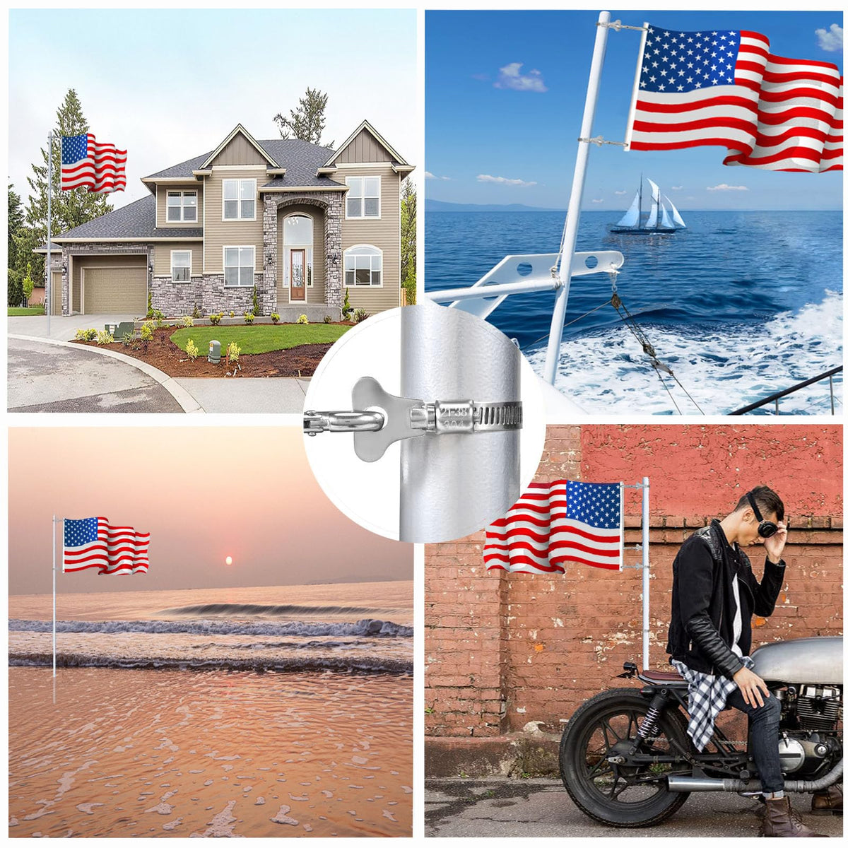 Junhome flagpole ring clip yacht use keeps flags secure at sea.