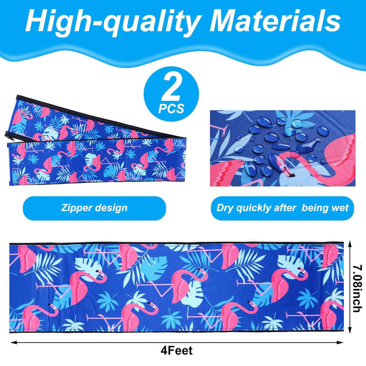 Junkin flamingo-palm handrail cover with zip closure for quick installation